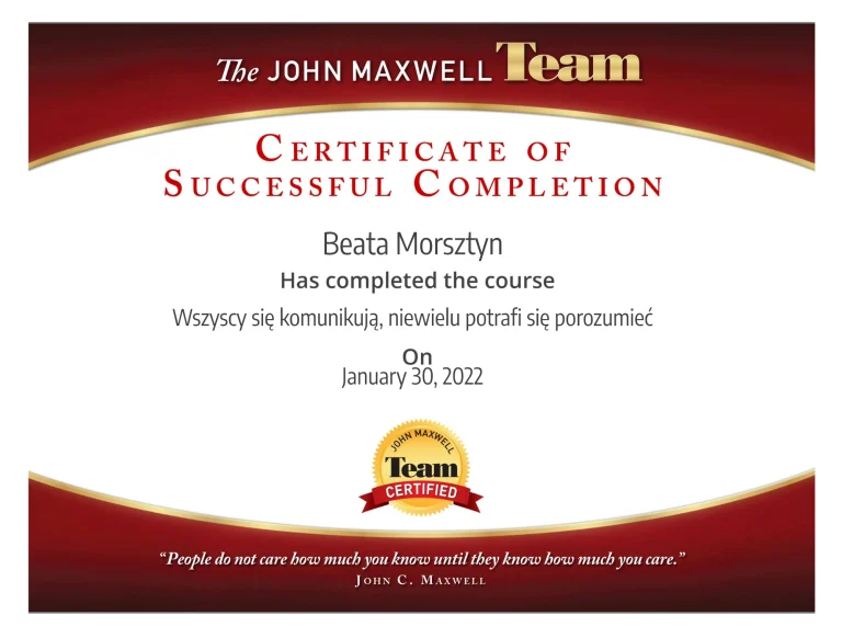 Maxwell Leadership szkolenia,warsztaty, grupy Master Mind mentoring, coaching Beata Morsztyn