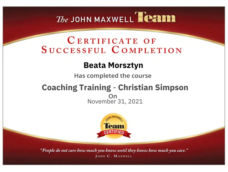 Maxwell Leadership szkolenia,warsztaty, grupy Master Mind mentoring, coaching Beata Morsztyn